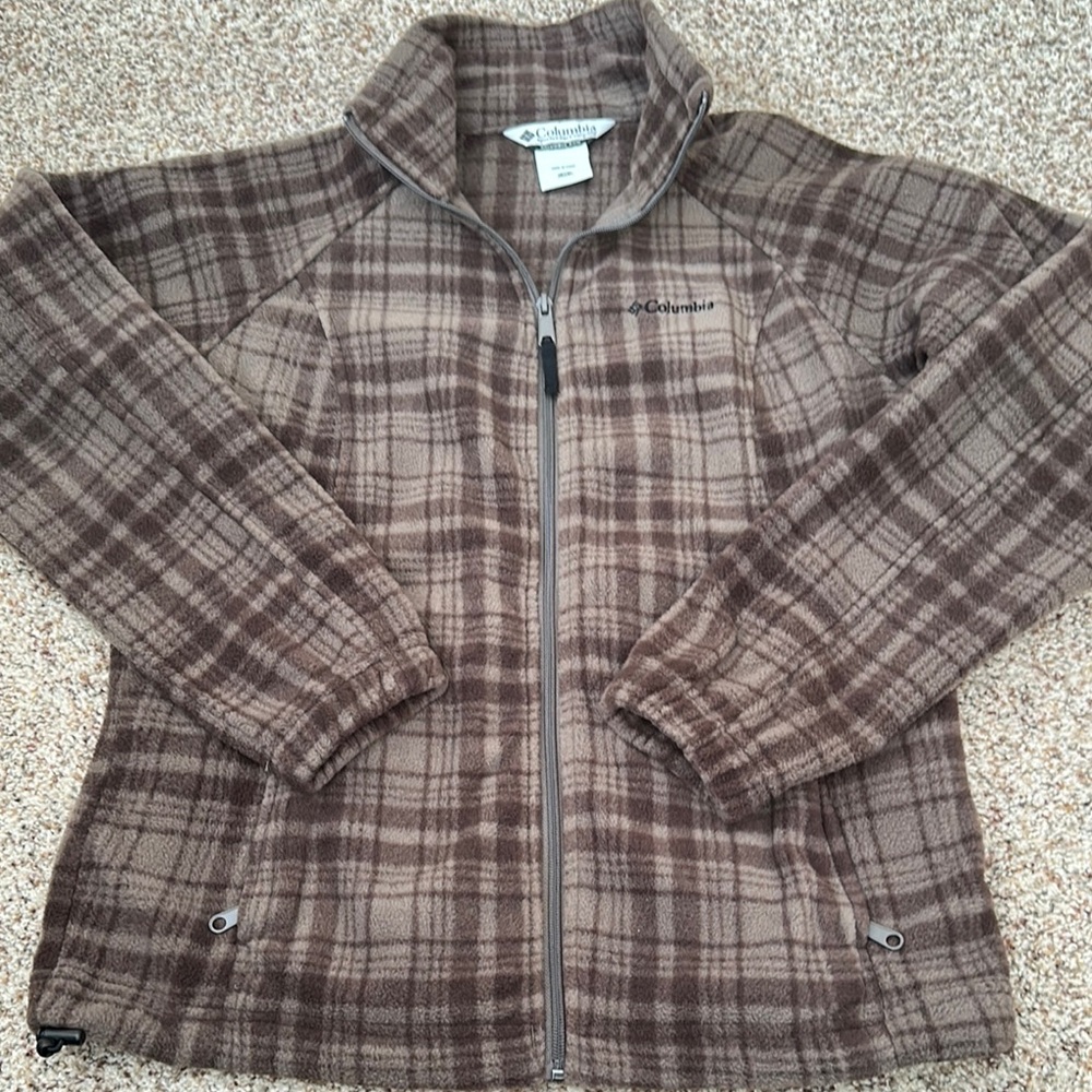 Columbia Women's Brown Plaid Jacket fleece sz M